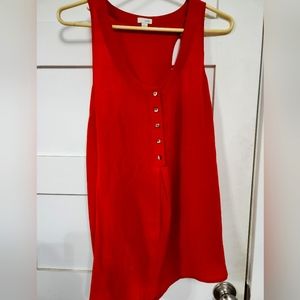Odille Anthropologie 100% silk red-orange button-front tank - size 10